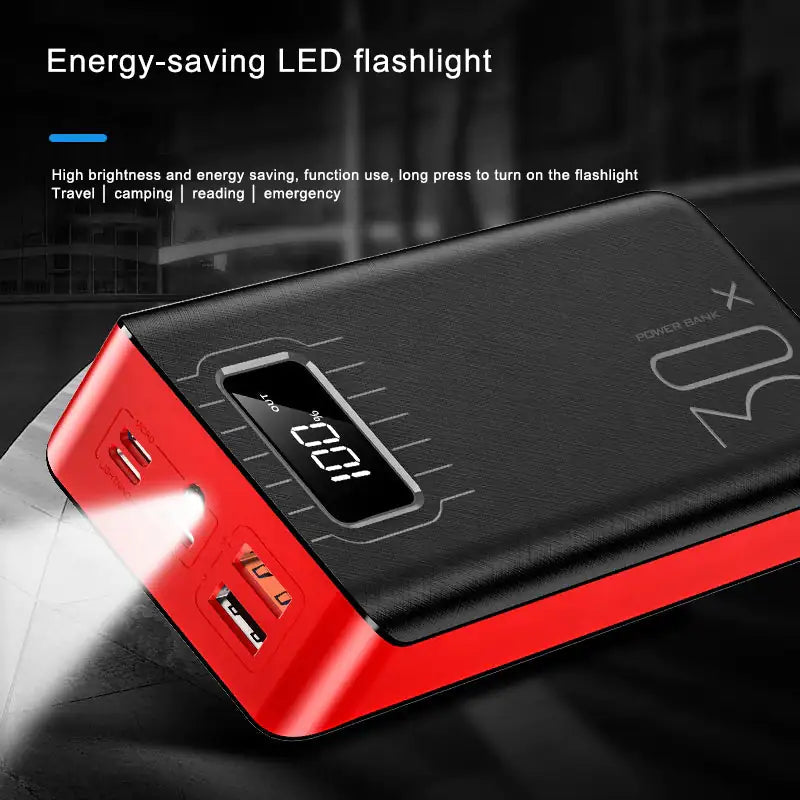 20000mAh Emergency Power Bank with Dual USB & LED Flashlight