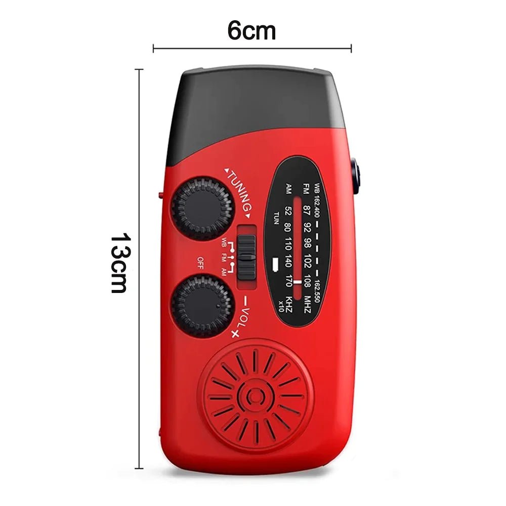 Emergency Hand Crank Weather Radio + Flashlight (1000mAh Power Bank)